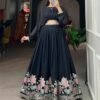 Suratikart Black Georgette Co-Ord Lehenga Set