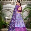 Lavender Pichwai & Patola Print Tussar Silk Lehenga Choli with Zari Weaving Border