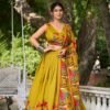 Mustard Color Floral Print With Foil Work Viscose Chanderi Lehenga Choli