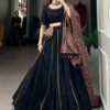 Black Cotton Traditional Lehenga Choli Set with Gota Patti Work