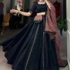 Black Cotton Traditional Lehenga Choli Set with Gota Patti Work