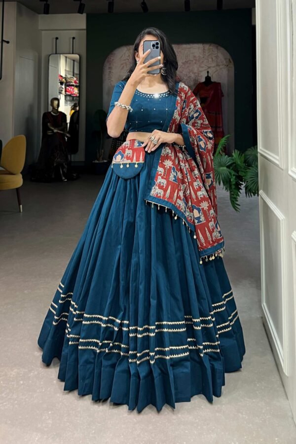 Firozi Color Plain With Gota Patti Cotton Garba Collection by Suratikart