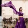 Dark Purple Chanderi Silk Lehenga Choli