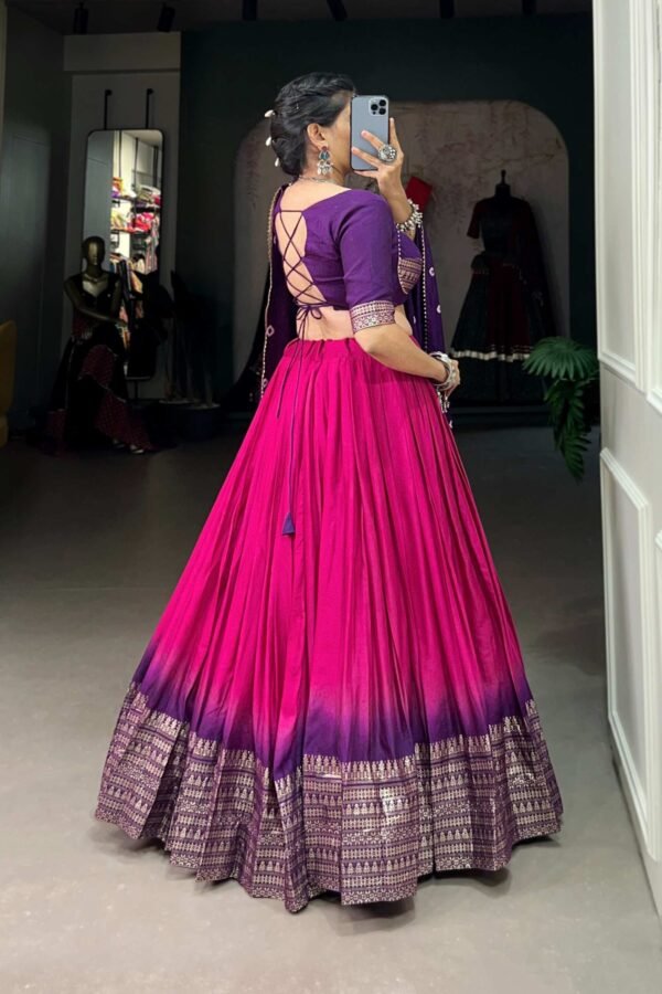 Lovely Pink Chanderi Lehenga with Zari Weaving Work and Bandhej Print Dupatta