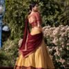 Cream Color Zari Weaving Work Kanchipuram Lehenga Choli
