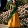 Yellow Color Zari Weaving Work Kanchipuram Haldi Lehenga Choli