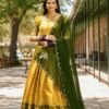 Yellow Color Zari Weaving Work Kanjivaram Lehenga Choli