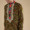 Green Silk Resham Embroidered Mens Kurta Set