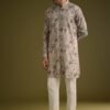 365_1 Grey Printed Kurta Set In Russian Silk With Zipper