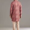 Red Pashmina Silk Zipper Kurta Set with Paisley Swirl Print