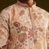 Cream Brown Silk Floral Printed Kurta Set