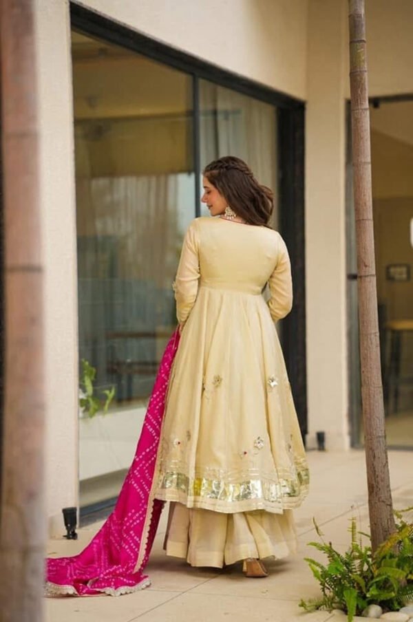 Handmade Anarkali Plazzo Set with Bandhani Dupatta