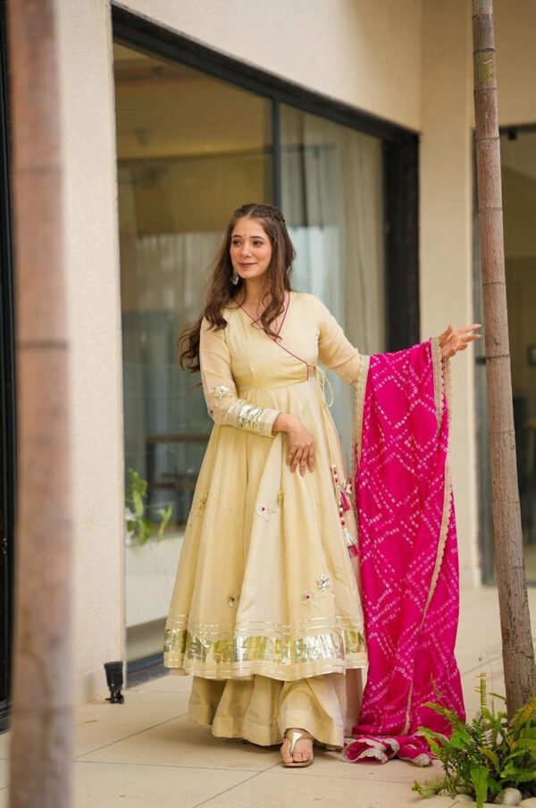 Handmade Anarkali Plazzo Set with Bandhani Dupatta