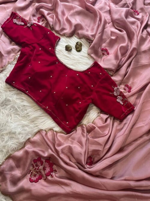 Premium Rangoli Silk Saree with Velvet Designer Blouse