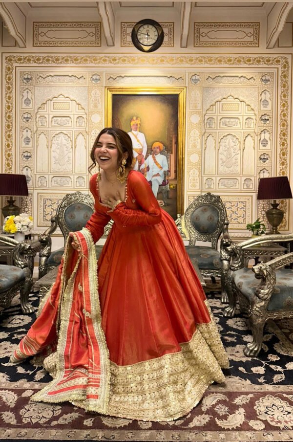 Rust Orange Gotta Work Anarkali Suit Set