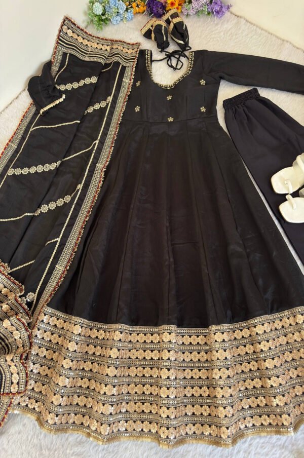Black Color Gotta Work Anarkali Suit