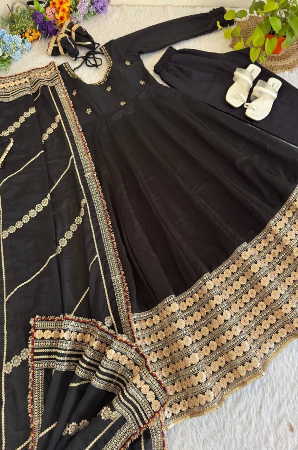 Black Color Gotta Work Anarkali Suit