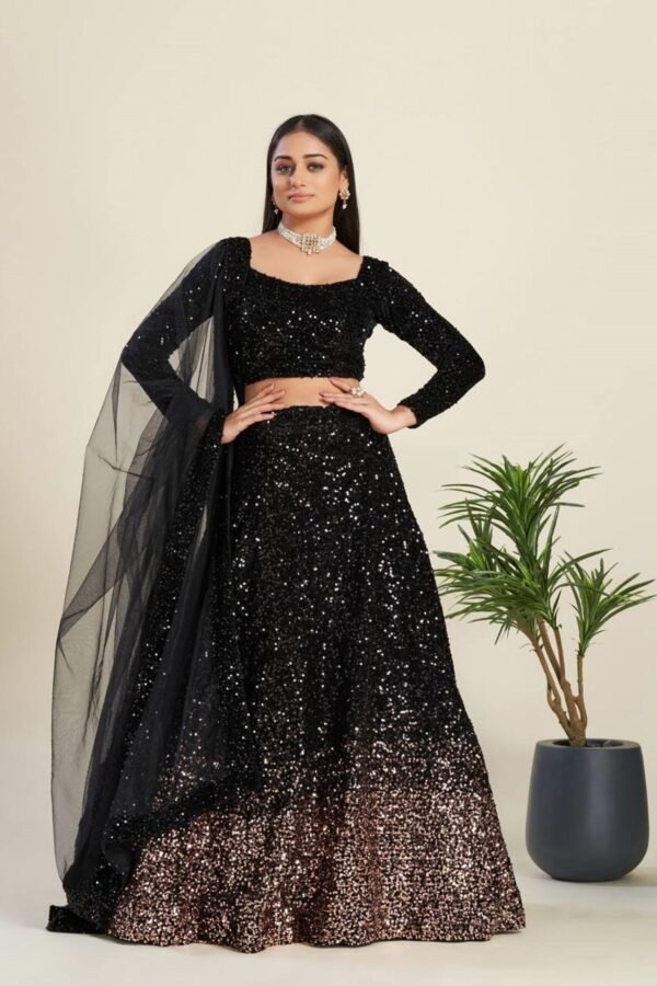 Luxurious Black Velvet Lehenga