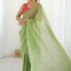 Graceful Moss Green Sparkle Silk Ready-to-Wear Saree