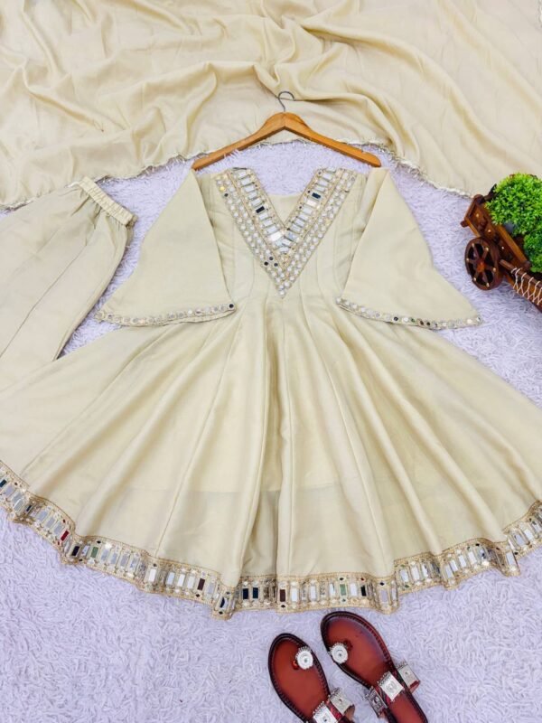 Ivory Shishmahal Cosmos Silk Palazzo Suit