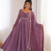 Mauve Pink Fox Blooming Georgette Anarkali