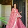 Elegant Pink Crushed Tissue Fabric Kurta Set