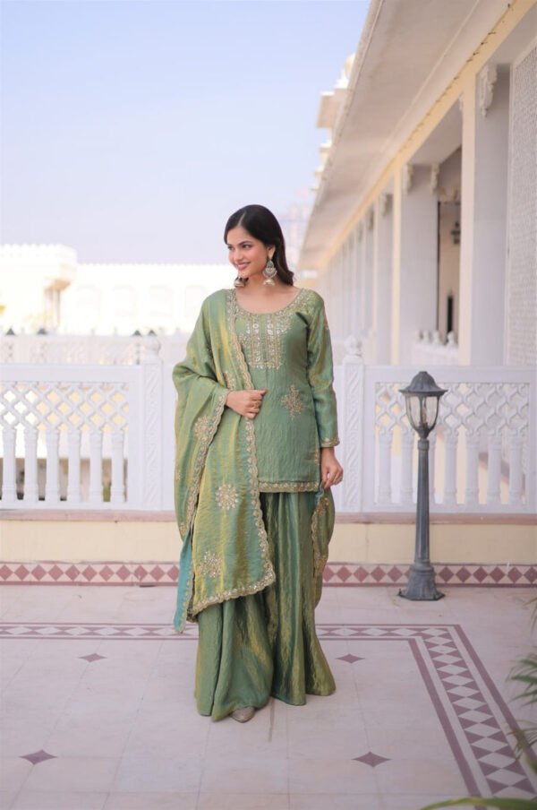 Misty Green Fendi Crush Sharara Set