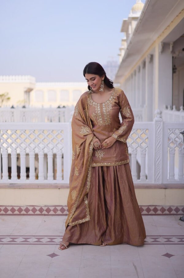 Pastel Chocolate Fendi Crush Sharara Set