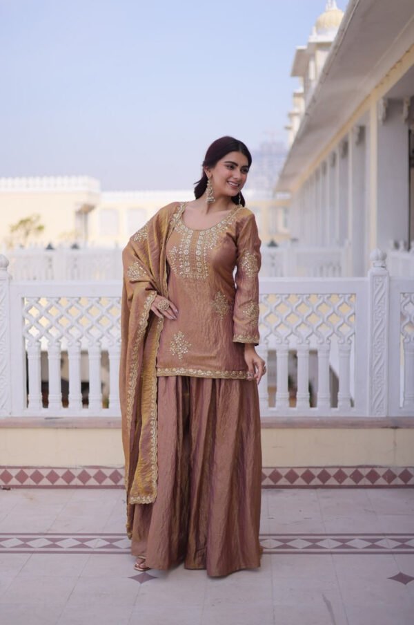 Pastel Chocolate Fendi Crush Sharara Set