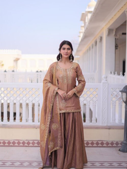 Pastel Chocolate Fendi Crush Sharara Set