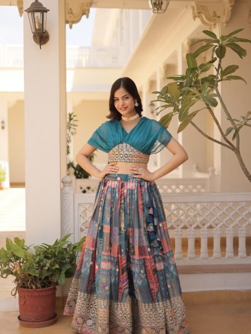 KA-5032TURKISH_3.jpg Luxurious Turkish Russian Silk with Digital Print Lehenga with Designer Blouse
