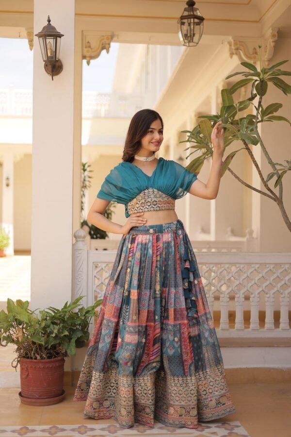 Luxurious Turkish Russian Silk with Digital Print Lehenga with Designer Blouse