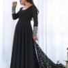 Timeless Black Georgette Gown Ensemble Luxurious Embellishments