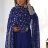 Dazzling Blue Georgette Gown Sophisticated Embroidered Detail