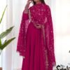 Dazzling Pink Georgette Gown Set Unforgettable Style