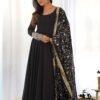 Timeless Black Georgette Gown Ensemble Luxurious Embellishments