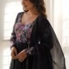Sophisticated Black Organza Silk Anarkali Suit Set - Perfect Choice