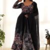 Sophisticated Black Organza Silk Anarkali Suit Set - Perfect Choice