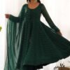 Exquisite Bottle Green Laheriya Print Georgette Anarkali Suit with Dupatta