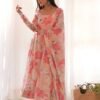 Peach Floral Georgette Anarkali Suit