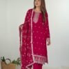 Rani Pink Straight Fit Kurta with Dupatta Set