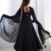 Black Georgette Embroidered Anarkali Suit Set