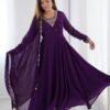 Purple Georgette Embroidered Anarkali Suit Set
