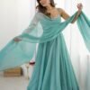 Powder Blue Anarkali Suit with Swarovski Work