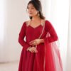 Royal Maroon Festive Anarkali Gown Set