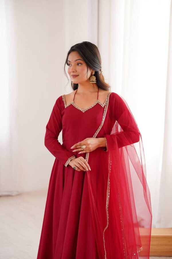 Royal Maroon Festive Anarkali Gown Set