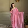 Pink Crunchy Silk Farshi Salwar Suit with Swarovski Work