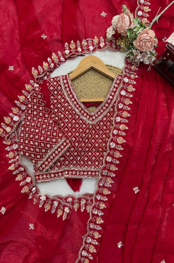 Red Fendy Silk Wedding Wear Saree