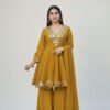 Mustard Shishmahal Cosmos Silk Palazzo Suit