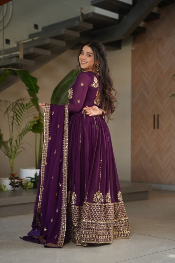 Violet Blooming Georgette Anarkali Gown